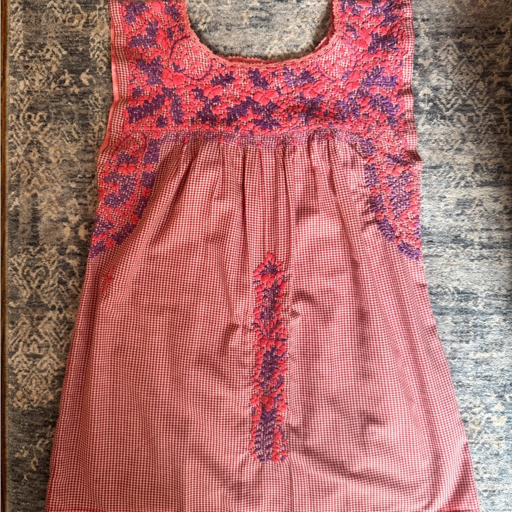 Mi Golondrina Pink and Purple Embroidered Blouse - Small